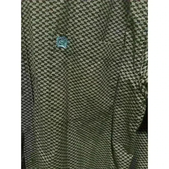 Cinch Blue Print Button Down Shirt Mens Sz M Western Cowboy Rodeo - Picture 5 of 6